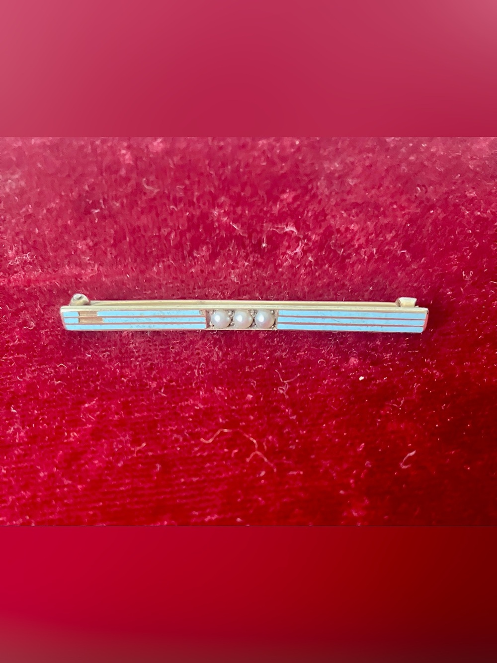 Larter & Sons Antique 14K Gold Enamel Pearl Art Nouveau Bar Pin 2.87g - AS IS.